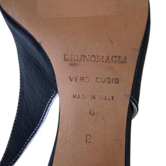 Brunomagli Italian Leather Black & White Cut-Out Ladies Heels Sz 6 - Picture 7 of 9